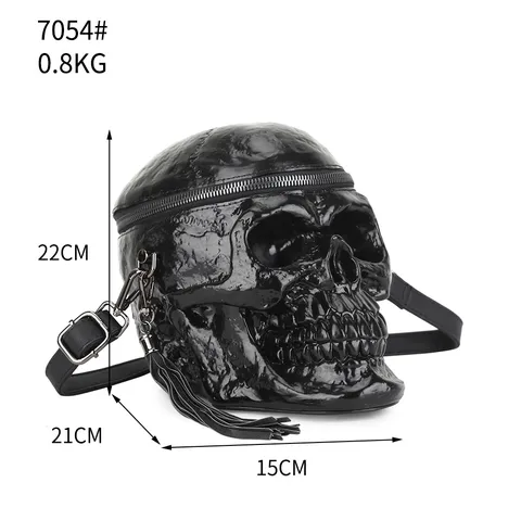 Bolso Cruzado de Calavera Gótica Punk Halloween Estilo Oscuro Cuero PU Bolso de Hombro Para Hombres Mujeres Moda Moto