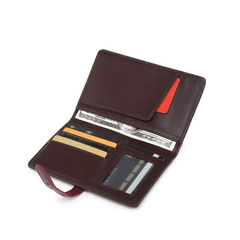 Portapasaporte de Cuero Tejido Unisex Vintage Múltiples Ranuras para Tarjetas Tarjetero Billetera de Viaje de Negocios