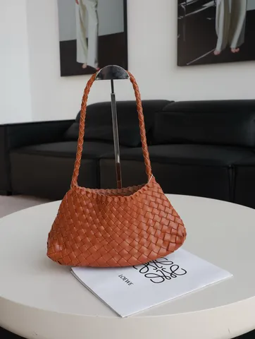 Women's Genuine Leather Woven Dumpling Bag Vintage Handcrafted Underarm Shoulder Bag Casual Soft Leather Hobo Purse