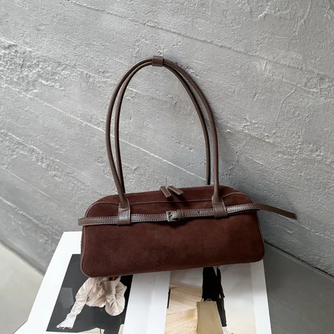 Vintage Vera Pelle Borsa a Tracolla Baguette Donna Camoscio Boston Borsetta Casual Chic Ascella Borsa a Spalla Chic Borsa da Lavoro