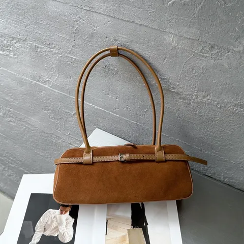 Vintage Vera Pelle Borsa a Tracolla Baguette Donna Camoscio Boston Borsetta Casual Chic Ascella Borsa a Spalla Chic Borsa da Lavoro