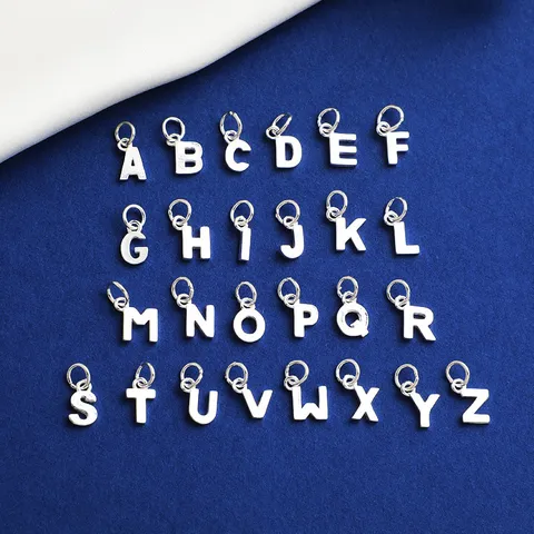 925 Sterling Silver Mini Alphabet Letter Charm Pendants Glossy Small Initial DIY Jewelry Making Findings Accessories For Women