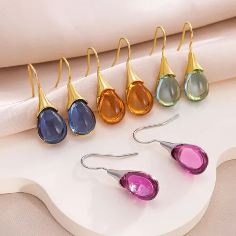 Mode Druppel Edelsteen Hangende Oorbellen Elegante Legering Geometrische Drop Oorbellen Voor Vrouwen Dagelijks Sieraden Cadeau