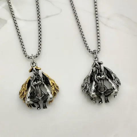 Gotische Roestvrijstalen Boze Oog Demon Engel Hanger Ketting Retro Punk Trui Ketting Voor Heren Dames Sieraden