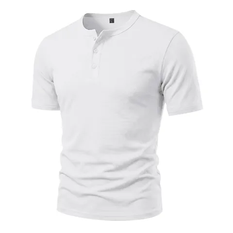 Men's Casual Slim Fit Short Sleeve Henley Shirt Solid Color Breathable Quick Dry Athletic Summer Top Tee