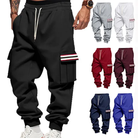 Pantaloni Jogger Cargo Foderati in Pile da Uomo Inverno Caldo Casual Outdoor High Street