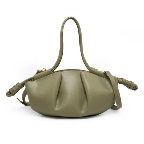 Women Fashion PU Leather Cloud Bag Vintage Pleated Dumpling Tote Bag Casual Handbag Crossbody Bag Everyday Purse
