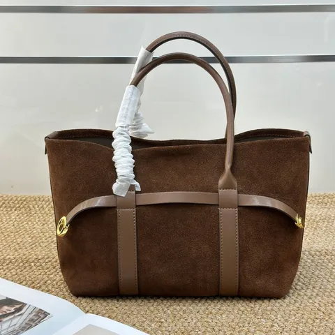 Women's Genuine Leather Tote Bag Large Capacity Old Money Style Shoulder Handbag Suede Shopping Bag