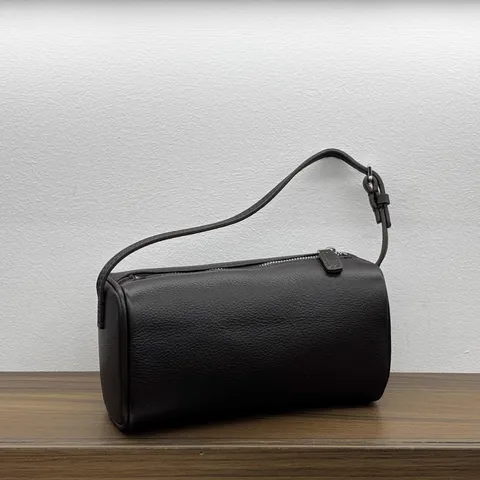 Women Retro Cylindrical Shoulder Bag Genuine Leather 90s Vintage Top Handle Handbag Minimalist Crossbody Bag