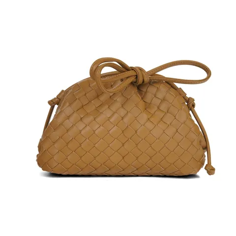 Women Small Woven Cloud Bag Fashion Dumpling Crossbody Shoulder Bag PU Leather Clasp Handbag Casual Daily Purse