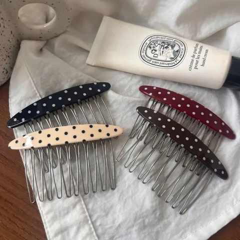 Minimalist Cellulose Acetate Hair Insert Comb Polka Dot Hair Clip Fashion Women Hair Accessory