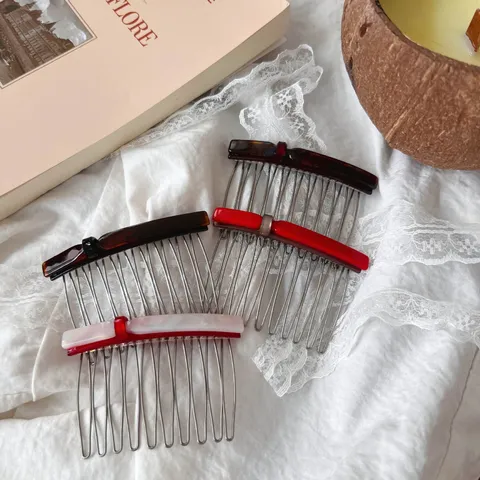 Sweet Bowknot Cellulose Acetate Hair Comb Women Bangs Hairpin Insert Comb Fashion Hair Accessories Styling Tool