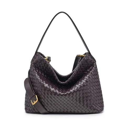 Women's Woven Tote Bag Large Capacity Casual Bucket Bag PU Leather Shoulder Crossbody Bag Fashion Handbag