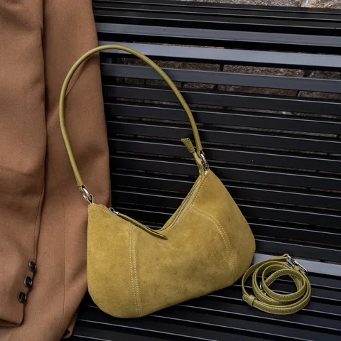 Retro Suede Leather Underarm Bag Women Solid Color Fashion Casual Single Shoulder Crossbody Bag Simple Chic Handbag