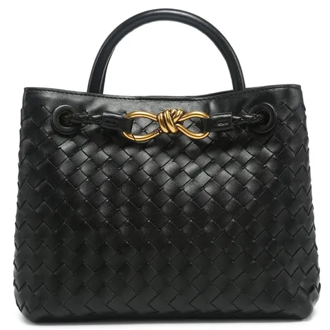 Women Large Capacity Retro PU Leather Woven Tote Bag Fashion Casual Commuter Top Handle Shoulder Bag Stylish Female Handbag