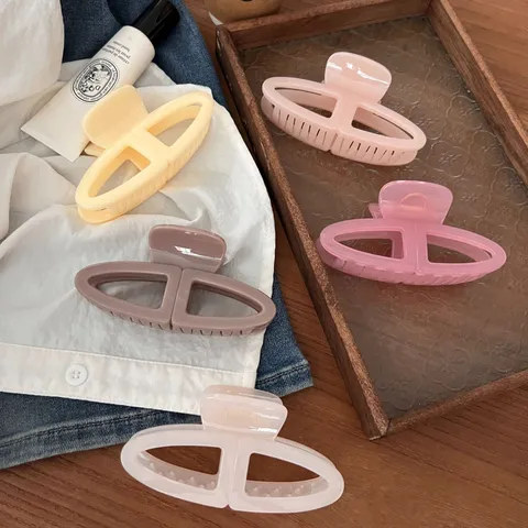 Pinza de Pelo Elegante Color Sólido Estilo Francés Hueca Geométrica Plástico PC Garra de Tiburón para Mujer Accesorio