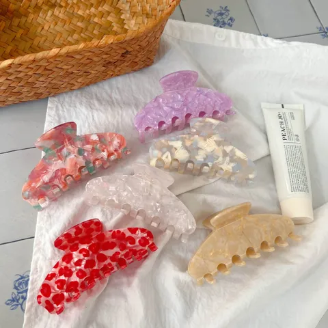 Acetat Marmor Textur Haarspange Klar Sieben Zahn Süß Haarklammer Minimalistisch Mode Haaraccessoires Für Damen