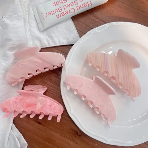Pinza para Cabello de Fresa de Acetato Estilo Coreano Rosa Mármol Hecha a Mano Pinza de Pelo Antideslizante Grande para Mujer Accesorios