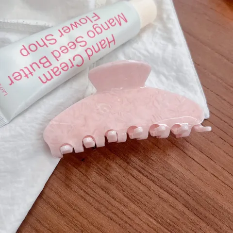 Pinza para Cabello de Fresa de Acetato Estilo Coreano Rosa Mármol Hecha a Mano Pinza de Pelo Antideslizante Grande para Mujer Accesorios