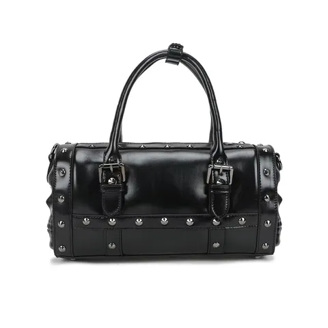Vintage Punk Cuero PU Remaches Calavera Bolso Almohada Mujeres Moda Casual Bolso de Mano Bolso Cruzado Bolso Retro
