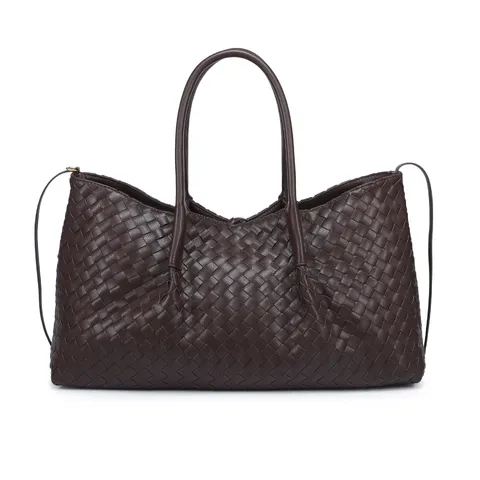 Woven Tote Bag For Women Large Capacity PU Leather Handbag Retro Casual Shoulder Shopping Bag Commuter Bag