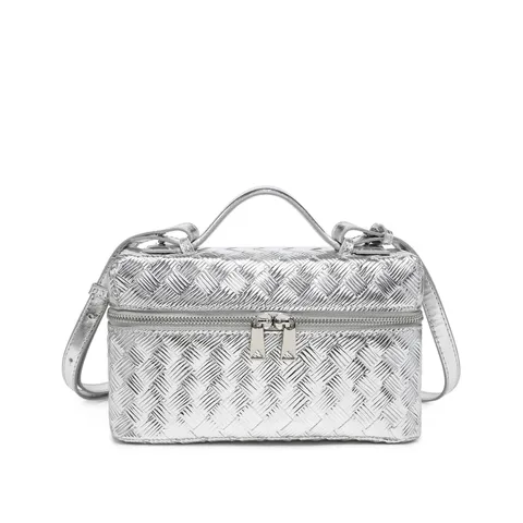 Borsa a Mano in Pelle PU Tessuta Moda Donna Designer di Lusso Borsa Tote con Manico Superiore Borsa per Trucco Portatile