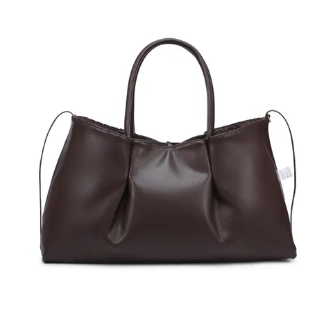 Woven Tote Bag For Women Large Capacity PU Leather Handbag Retro Casual Shoulder Shopping Bag Commuter Bag