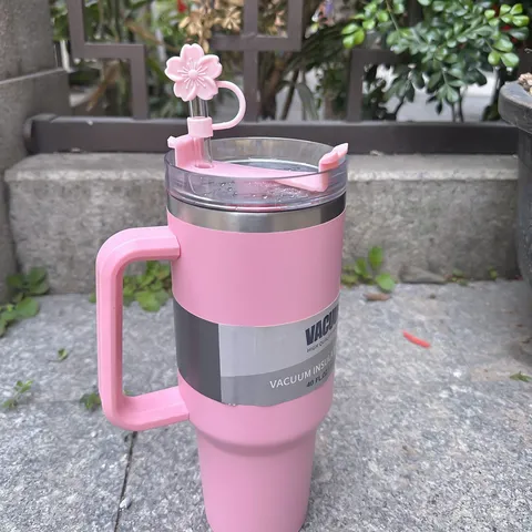 Silicone Straw Cover Cute Peach Blossom Dust Cap For 10mm Straws Reusable Drinkware Accessories Flower Cup Decoration