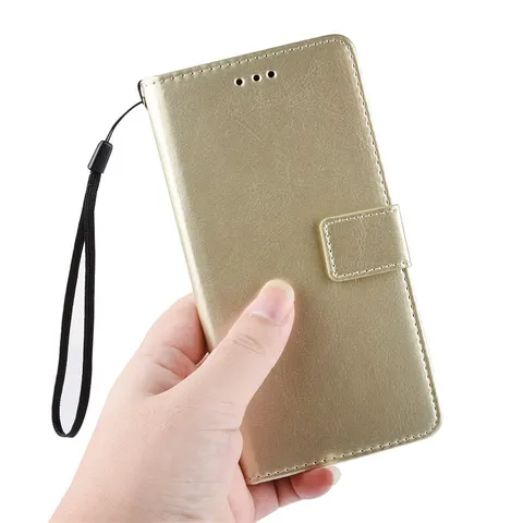 Zakelijk Retro PU Lederen Flip Wallet Telefoonhoesje Met Kaartsleuf Koord Standaard Schokbestendige Beschermhoes