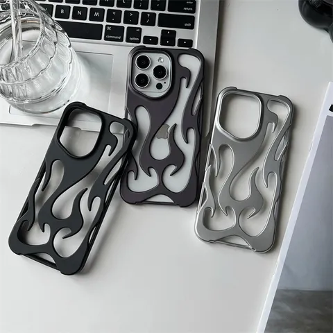 Hollow Flame Pattern Matte Frosted Silicone Protective Phone Case For iPhone Series Drop-proof Back Cover