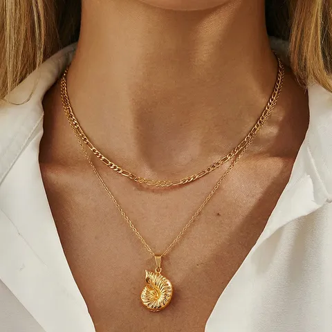 Damen Edelstahl Künstliche Perle Seestern Muschel Anhänger Halskette Mehrlagig Mode Strand Schmuck Halskette Geschenk