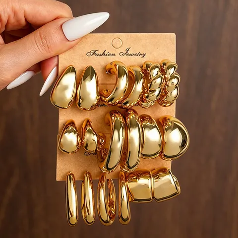 Minimalistische Vintage Gold Legierung Ohrringe Strass Wassertropfen Blume Schleife Seestern Geometrische Ohrringe Für Damen INS Trendy Schmuck