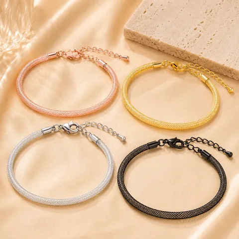 Luxe Koperen Netbuis Strass Armband Voor Dames Goud Zilver Verguld Karabijnsluiting Verstelbare Schakelketting Halsketting Mode DIY Sieraden