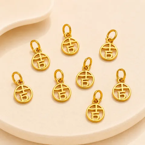 Chinesische Stijl Zand Goud Verguld Koperen Open Gourd Zegen Karakter Hanger Bedels Voor DIY Ketting Armband Sieraden Componenten