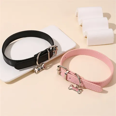 Women Punk Puppy Bone Pendant PU Leather Choker Necklace Subculture Sweet Cool Style Neck Band Harajuku Jewelry Accessory