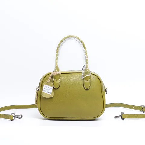 Borsa a Tracolla in Vera Pelle da Donna Vintage in Rindsleder Conciata al Vegetale Borsa a Spalla Casual Borsa a Mano a Cuscino
