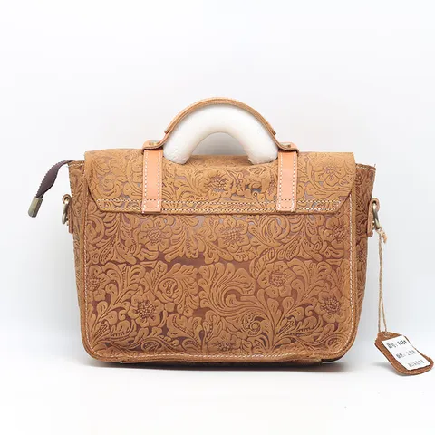 Borsa a Tracolla da Donna in Vera Pelle Retrò Europea Borsa a Messaggero Goffrata Vintage Casual Manico Superiore Crossbody