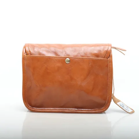 Borsa a Tracolla Retro in Vera Pelle da Donna Borsa a Spalla Casual Tinta Unita Borsa Cartella in Pelle Bovina Vintage