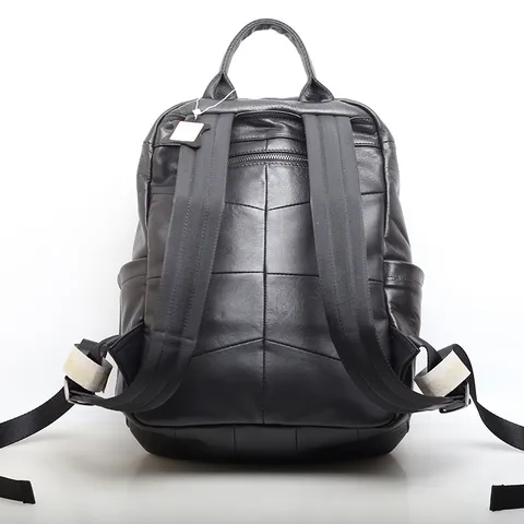 Mens Business Casual Backpack Crafted From Top Layer Cowhide Leather Multi Compartments Computer School Bag