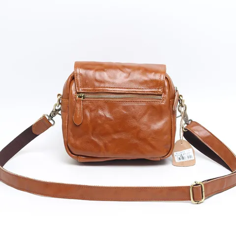 Borsa a Tracolla Retro in Vera Pelle da Donna Pelle di Vacchetta di Primo Strato Borsa a Spalla Vintage Casual