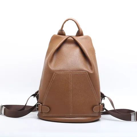 Zaino da Donna in Vera Pelle Grande Capacità Casual Antifurto Viaggio Morbido Pelle di Vacchetta Borsa da Scuola Chic