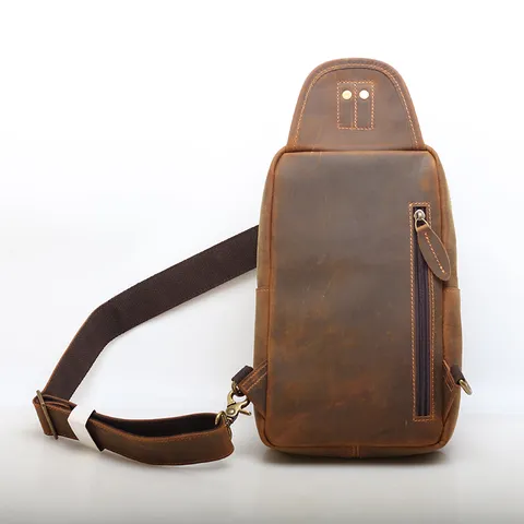 Borsa da Petto in Vera Pelle Vintage da Uomo Tasche Multiple Tracolla