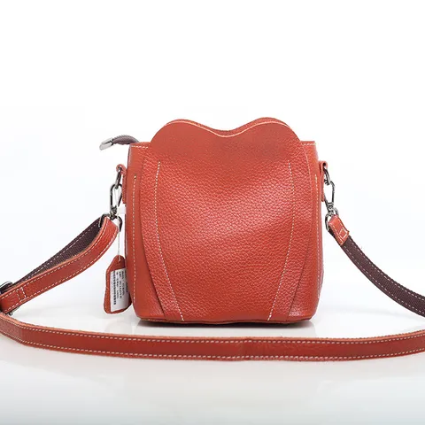 Borsa a Tracolla in Vera Pelle Bovina a Forma di Cuore Moda Donna Borsa a Spalla Vintage Chic Piccola Borsa Quadrata