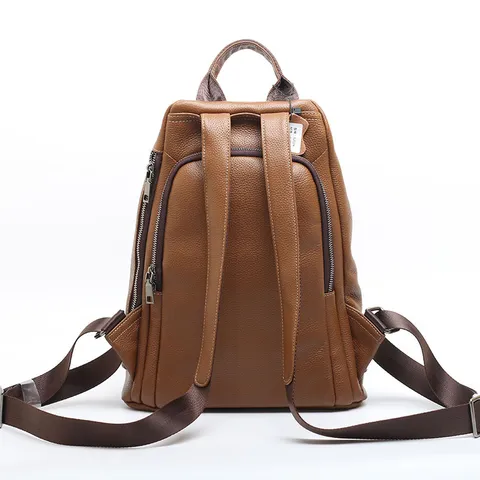 Zaino da Donna in Vera Pelle Grande Capacità Casual Antifurto Viaggio Morbido Pelle di Vacchetta Borsa da Scuola Chic