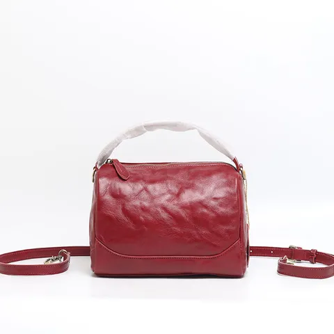 Borsa Boston Vintage da Donna in Pelle di Vacchetta Borsa Casual Tracolla Borsa a Mano alla Moda