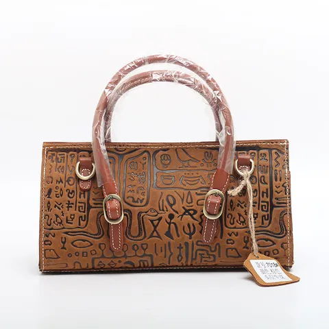 Retro Vera Pelle di Vacchetta Donna Borsa a Tracolla Stampata Vintage Manico Superiore Borsa a Mano Casual Borsa a Spalla