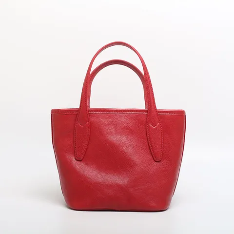 Borsa Secchiello in Vera Pelle per Donna Vintage Top Strato Vacchetta Borsetta Classica Tinta Unita Borsa a Tracolla Casual