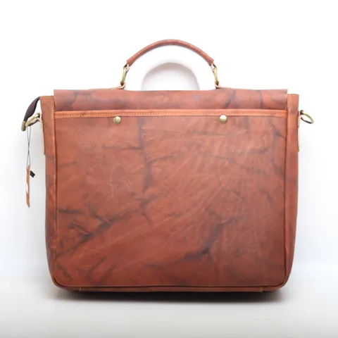 Men Genuine Leather Briefcase Business Laptop Bag Vintage Casual Shoulder Crossbody Commuting Bag Large Capacity