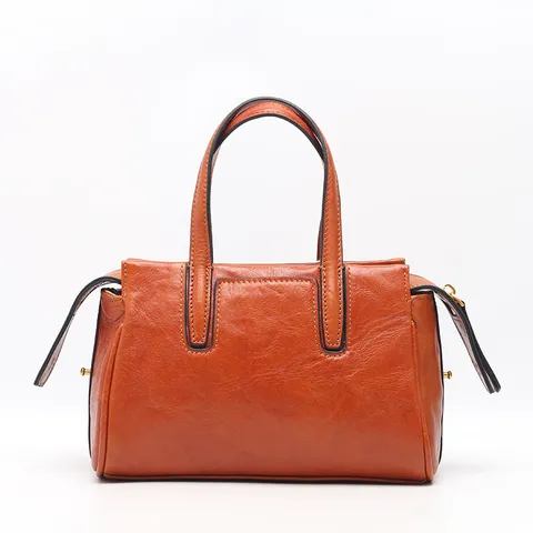 Borsa a Mano da Donna in Vera Pelle Vintage Stile Europeo Americano Retro Borsa a Tracolla con Manico Superiore per Quotidiano