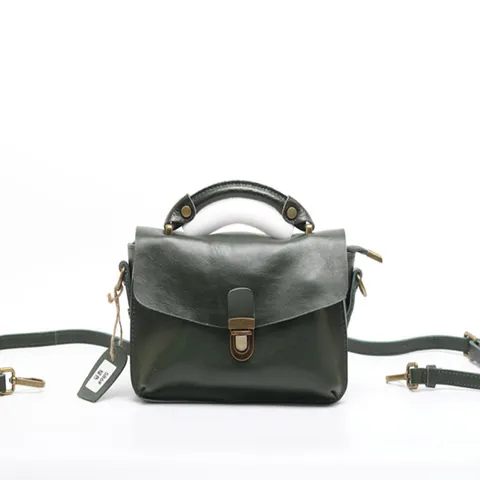Sac Bandouliere Femme en Cuir Veritable Vintage Cuir de Vachette Sac Epaule Casual avec Serrure en Metal